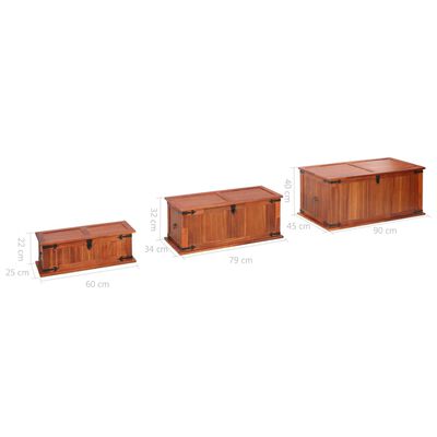 Baúl de almacenaje de madera maciza de acacia 110x35x41 cm - referencia  Mqm-328304