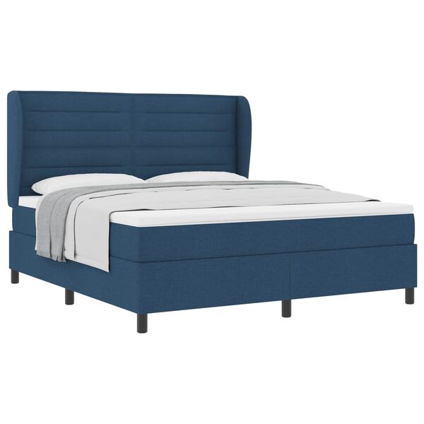 vidaXL Cama tipo Box Spring con colch&oacute;n Azul 180 x 200 cm tela