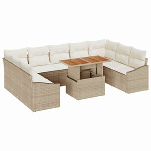 vidaXL Conjunto de Comedor de Jard&iacute;n con coj&iacute;n 10 pcs Beige y Crema