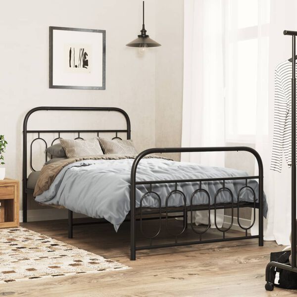 vidaXL Estructura cama sin colchón con estribo metal negro 107x203 cm
