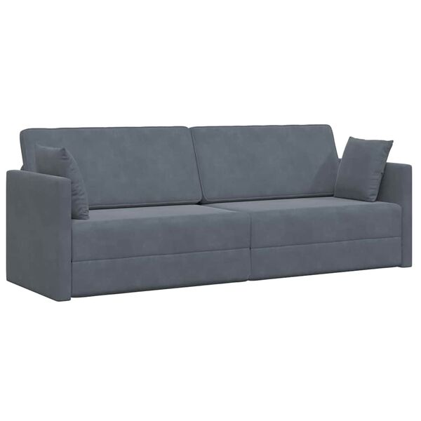 vidaXL Sofá-cama de piso Gris oscuro 213 x 70 x 77 cm Terciopelo