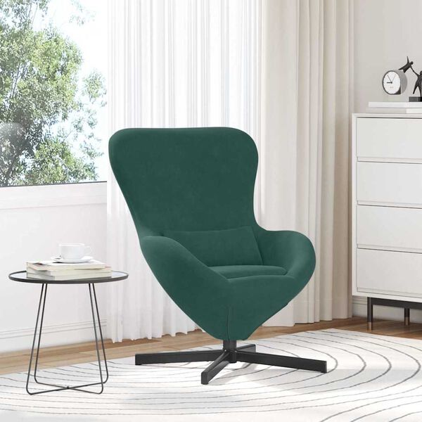 vidaXL Sill&oacute;n huevo Verde oscuro 63 x 73 x 90 cm Terciopelo