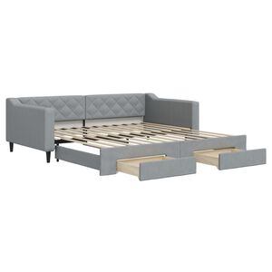 vidaXL Sof&aacute; cama nido con cajones tela gris claro 100x200 cm