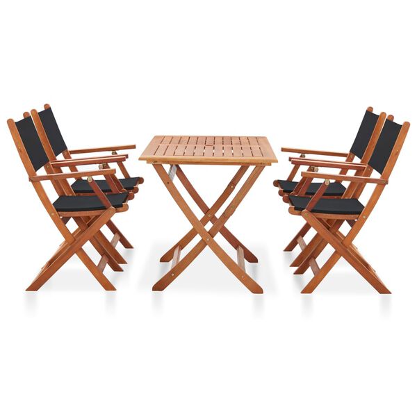 vidaXL Set de comedor para jard&iacute;n 5 pzas madera maciza eucalipto negro