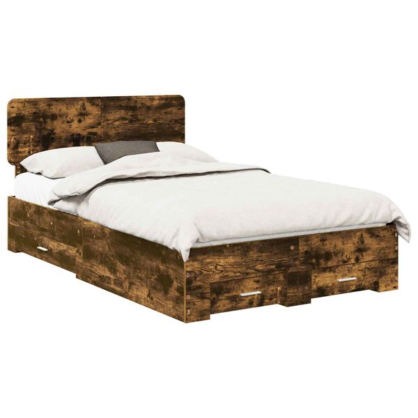 vidaXL Estructura de cama con cabecera Roble ahumado 120 x 190 cm