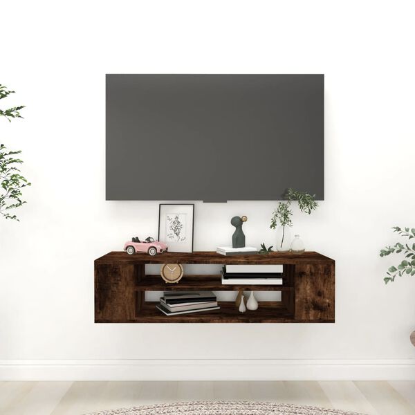 vidaXL Mueble de TV colgante madera roble ahumado 100x30x26,5 cm