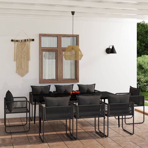 vidaXL Juego de comedor de jard&iacute;n 9 piezas negro