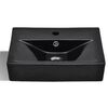 vidaXL Lavabo rectangular de cer&aacute;mica hueco de grifo/desag&uuml;e negro