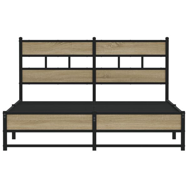 vidaXL Estructura de cama sin colch&oacute;n metal roble Sonoma 140x190 cm