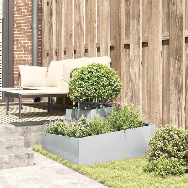 vidaXL Macetero de Jard&iacute;n Plateado 80 x 80 x 50 cm Acero Galvanizado