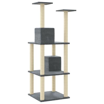 vidaXL Rascador para gatos con postes de sisal gris oscuro 141 cm