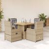 vidaXL Set comedor de jardín 5 pzas con cojines ratán sintético beige