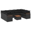 vidaXL Set de sof&aacute;s de jard&iacute;n 10 pzas cojines rat&aacute;n sint&eacute;tico negro