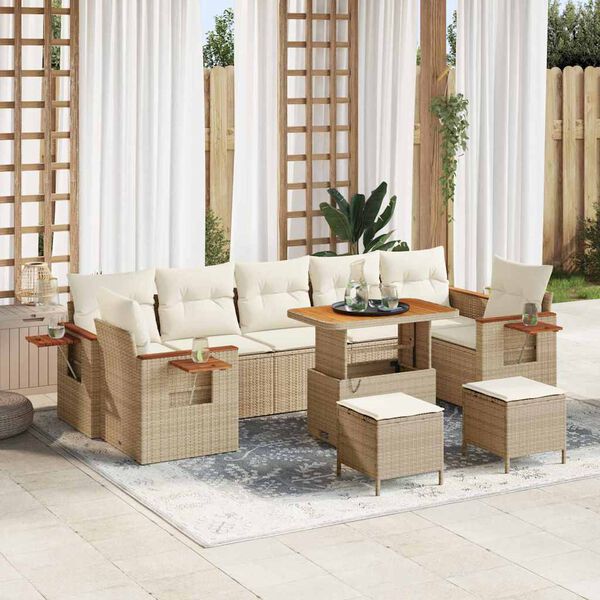 vidaXL Conjunto de sof&aacute;s de jard&iacute;n con coj&iacute;n 13 pcs Beige y Crema