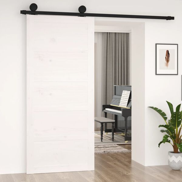 vidaXL Puerta de granero madera maciza pino blanca 90x1,8x204,5 cm