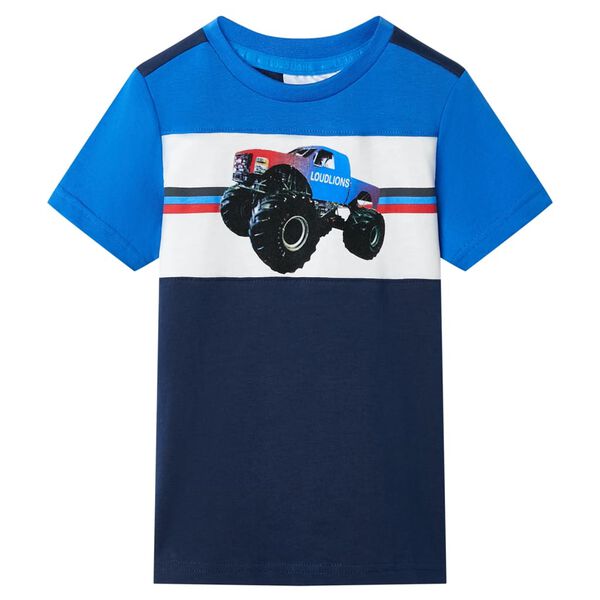 Camiseta infantil azul y azul marino 140