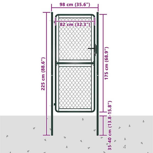 vidaXL Puerta de jard&iacute;n de acero 100 x 175 cm verde