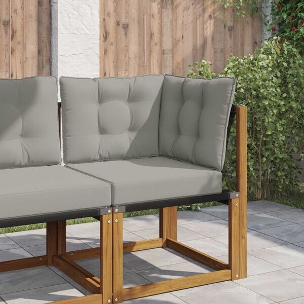 vidaXL Coj&iacute;n para sof&aacute; de exterior 3 pcs Gris Poli&eacute;ster