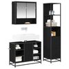 vidaXL Juego de muebles de ba&ntilde;o 3 pcs Roble Negro Madera de ingenier&iacute;a
