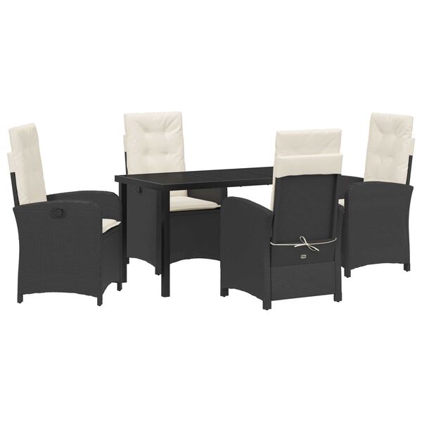vidaXL Conjunto de Comedor de Jard&iacute;n 5 pcs Negro rat&aacute;n sint&eacute;tico