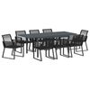 vidaXL Conjunto de Comedor de Jard&iacute;n 9 uds. Negro rat&aacute;n sint&eacute;tico
