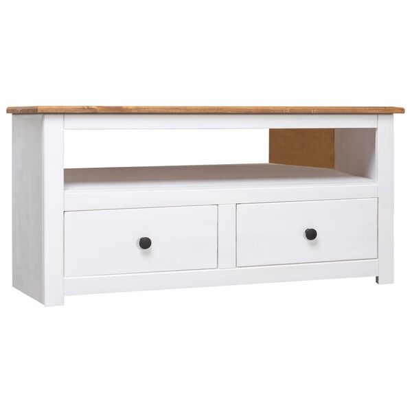 vidaXL Mueble esquinero TV madera pino estilo Panam&aacute; blanco 93x49x49cm