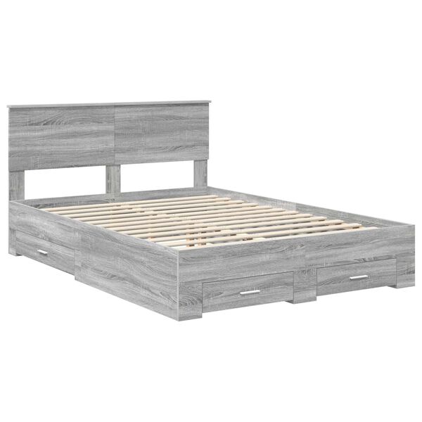 vidaXL Estructura de cama con cabecera Gris Sonoma 140 x 190 cm