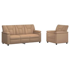 vidaXL Juego de Sof&aacute; 2 pcs Capuchino Cuero sint&eacute;tico