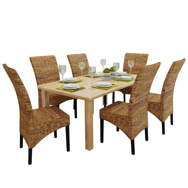 vidaXL Sillas de comedor 6 unidades madera maciza de mango y abacá