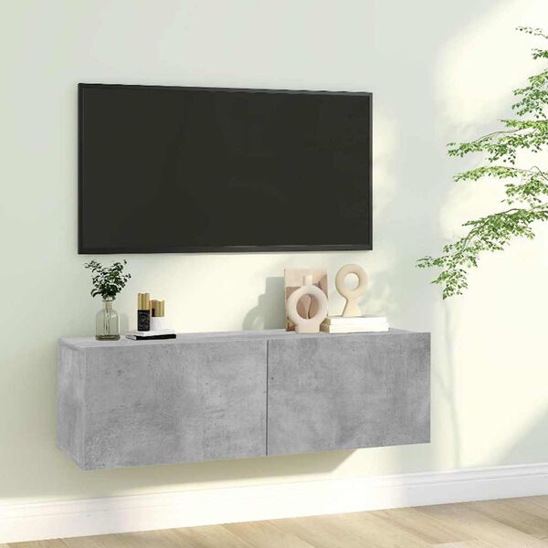 vidaXL Mueble para TV madera contrachapada gris hormigón 100x30x30 cm
