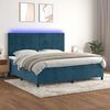 vidaXL Cama box spring colch&oacute;n y LED terciopelo azul oscuro 200x200 cm