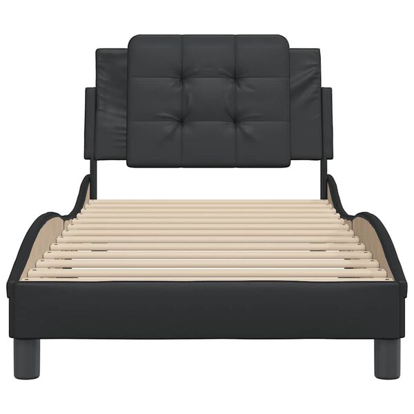 vidaXL Estructura de cama sin colch&oacute;n Zadar cuero sint&eacute;tico negro 80x200 cm