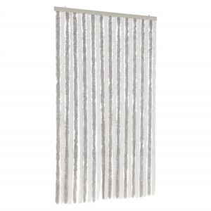vidaXL Cortina antimoscas chenilla gris claro y blanco 100x230 cm
