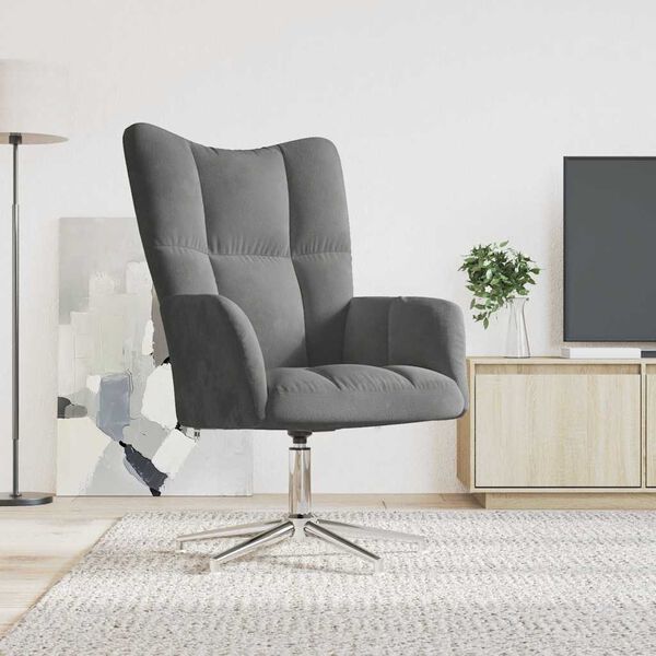 vidaXL Sill&oacute;n de relax de terciopelo gris oscuro
