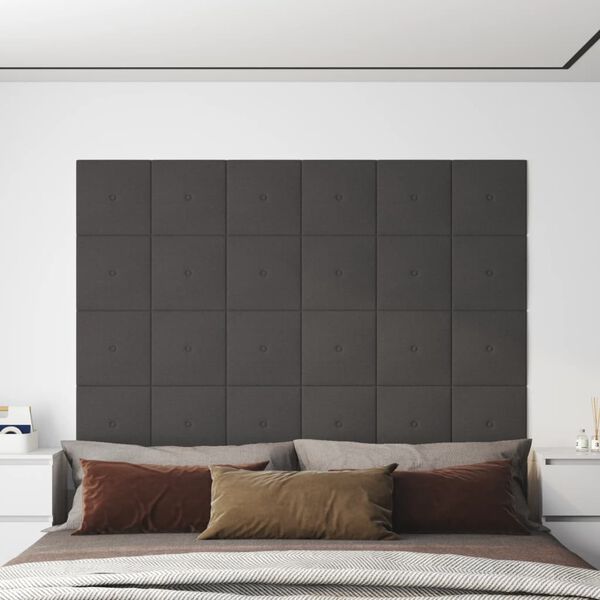 vidaXL Paneles de pared 12 uds tela gris oscuro 30x30 cm 1,08 m&sup2;