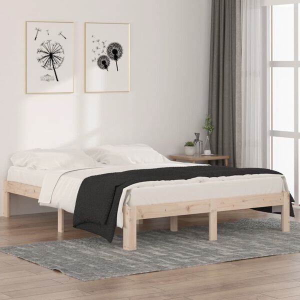 vidaXL Estructura de cama sin colch&oacute;n madera maciza pino 140x190 cm