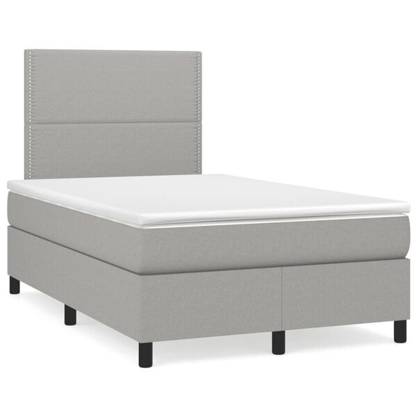 vidaXL Cama box spring con colch&oacute;n tela gris claro 120x190 cm