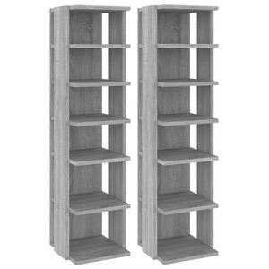 vidaXL Zapateros 2 uds madera contrachapada gris Sonoma 27,5x27x102 cm