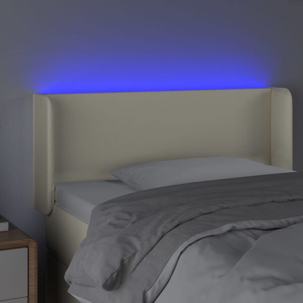 vidaXL Cabecero con LED cuero sint&eacute;tico crema 83x16x78/88 cm