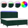vidaXL Cama box spring colch&oacute;n y LED terciopelo verde oscuro 200x200cm