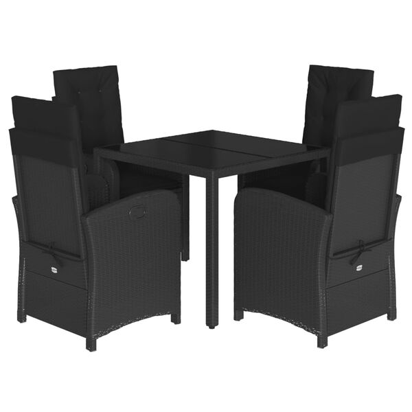 vidaXL Set de muebles jard&iacute;n 5 pzas con cojines rat&aacute;n sint&eacute;tico negro