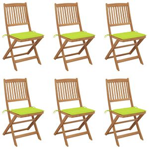 vidaXL Sillas plegables 6 uds y cojines madera maciza acacia