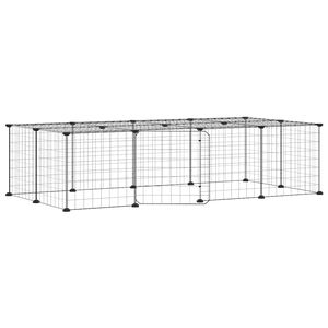 vidaXL Jaula para mascotas de 20 paneles puerta acero negro 140x70x35 cm