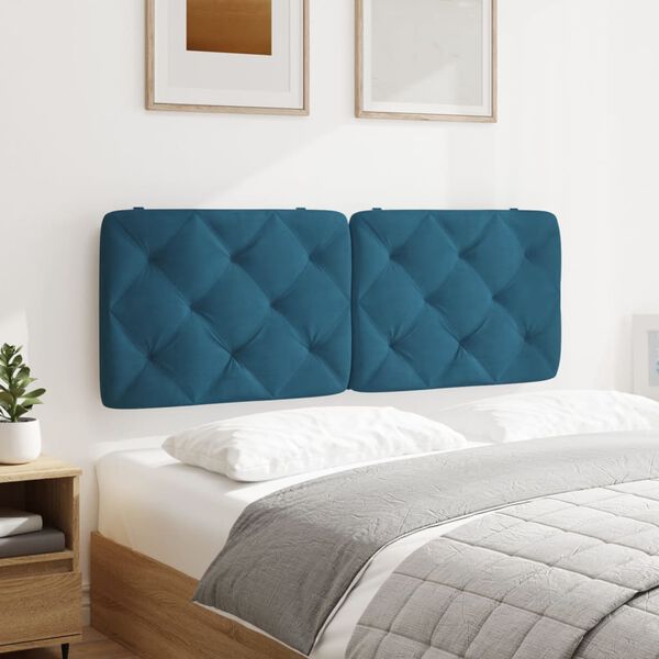 vidaXL Cabecero de cama acolchado terciopelo azul 140 cm