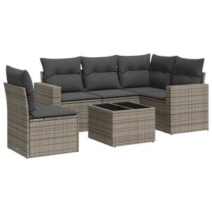 vidaXL Set de muebles de jardín 6 pzas y cojines ratán sintético gris