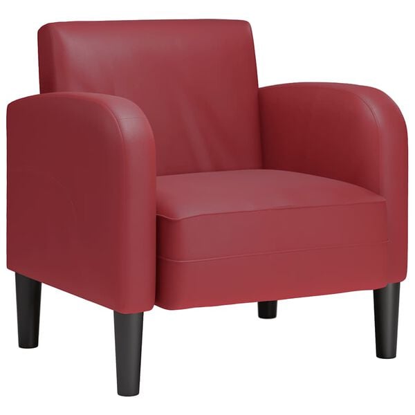 vidaXL Sill&oacute;n con reposabrazos color rojo vino 54 cm cuero sint&eacute;tica