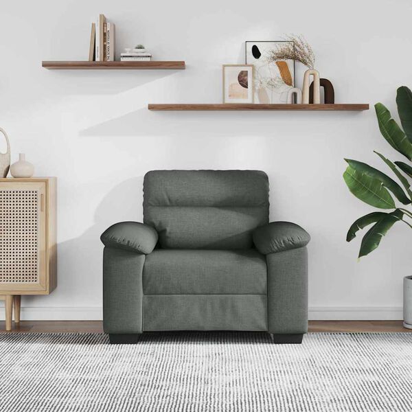 vidaXL Sill&oacute;n Sof&aacute; Tela Gris Oscuro 60 cm