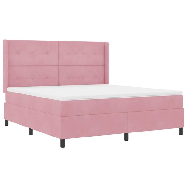 vidaXL Cama tipo Box Spring con colch&oacute;n Rosa 180 x 200 cm Terciopelo