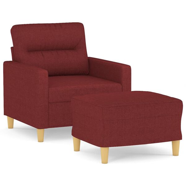 vidaXL Sill&oacute;n con taburete tela rojo tinto 60 cm
