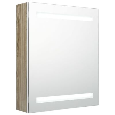 vidaXL Armario de baño con espejo LED blanco y roble 50x14x60 cm